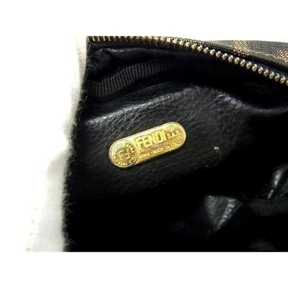 Authentic Fendi FF Vintage Zucca Canvas Mini Bag Small Pouch Cosmetic Bag Tan - Picture 4 of 4